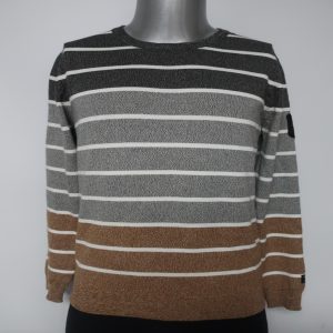 Men’s L/S pullover crew neck  all over stripe on 100% Cotton in 12gg