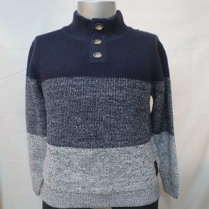 Men’s L/S pullover front with button placket all over half cardigan stitch on 100% Acrylic in 5gg