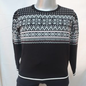 Men’s L/S pullover half allover jaq on 100% Acrylic in 7gg