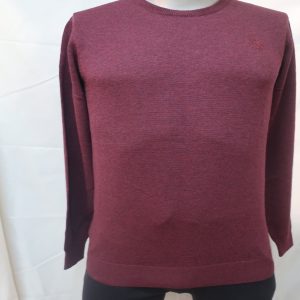 Men’s L/S pullover crew neck  all over stripe on 100% Cotton Melange in 12gg