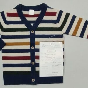 Boys long sleeve button cardigan all over stripe on 100% Cotton in 12gg