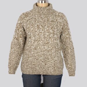 Ladies High-Neck Pullover with cable on 100% Acrylic in 5gg.