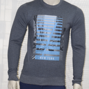 Men's teddy fleece sweat with chest print on 60% Cotton 40% Polyester 260gsm