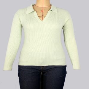 Ladies Polo-Neck Pullover on 52%  Viscose, 28% Polyamid,20% Polyester (PBT) in 12gg