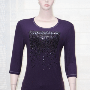 Ladies T- shirt with Sequins Embroidery on 100% Cotton S/J 140gsm