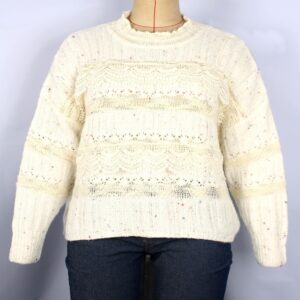 Ladies Round Neck Pullover with lace embellishment  on 95% Acrylic,5%Polyster in 7gg